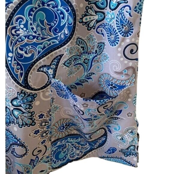 Paisley Print Womens V-Neck Scrub Top With Pockets 100% Cotton Short Sleeves Blu - Picture 4 of 8